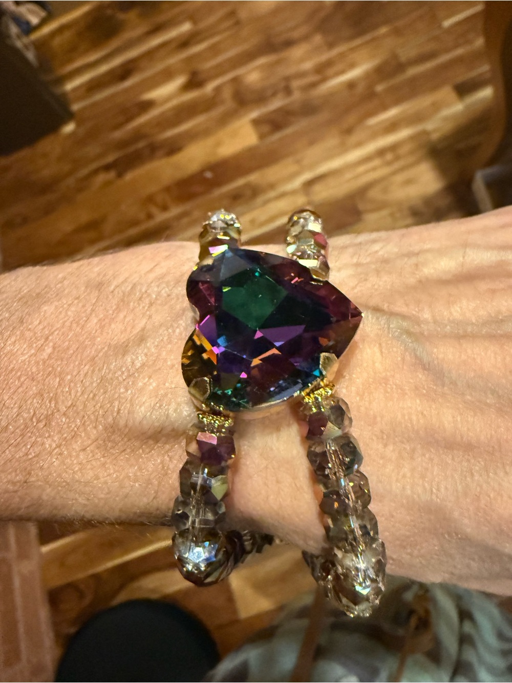 New volcano heart Crystal Bracelet - Purple Green Accent beaded costume !